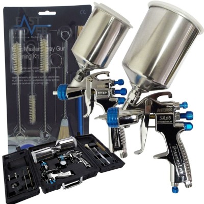 DeVilbiss SLG-650 Gravity Fed Compliant & HVLP Spray Guns + Guage & Cleaning Kit 